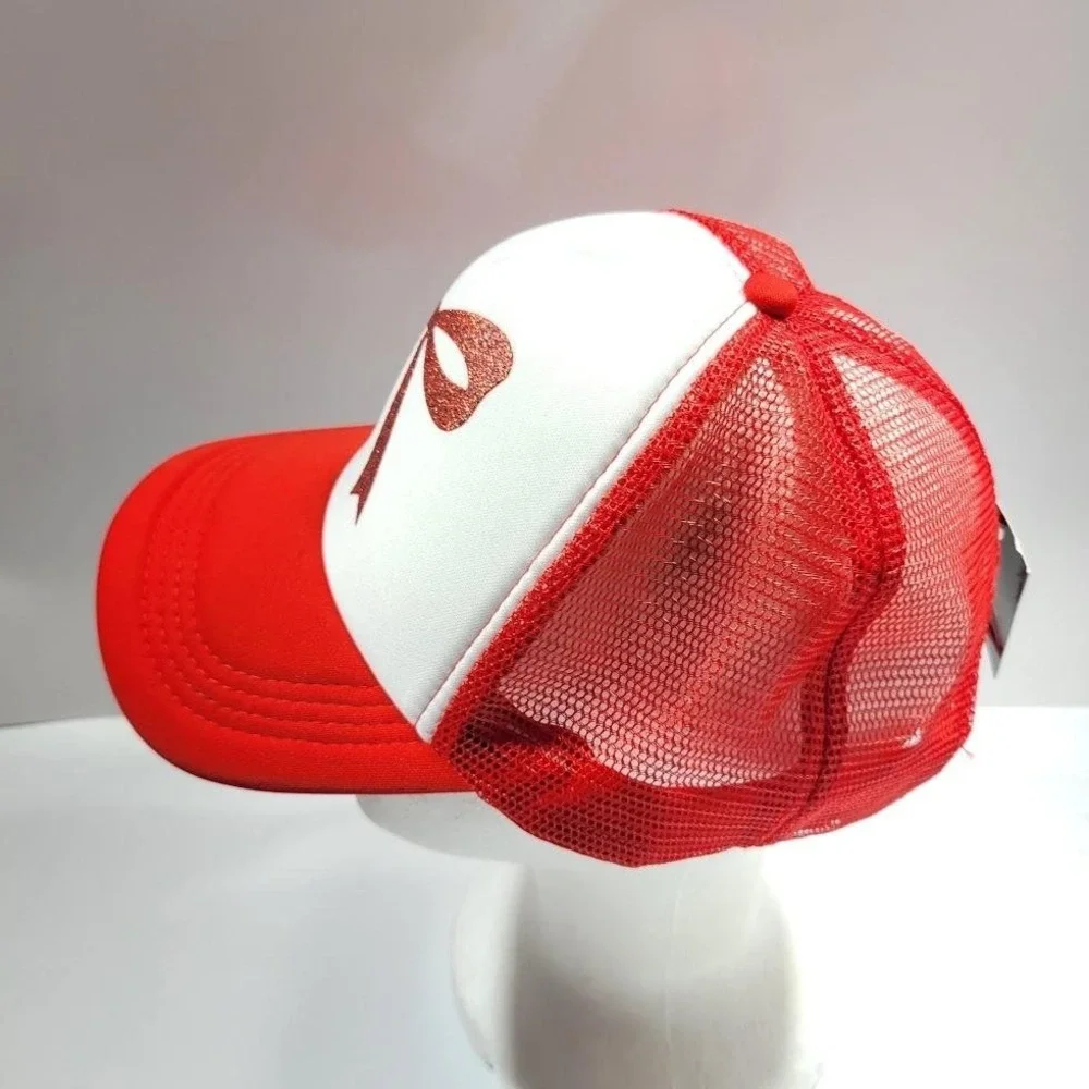 The Christmas Shoppe Hat Cap Trucker Snap Back One Size Red Bow Christmas